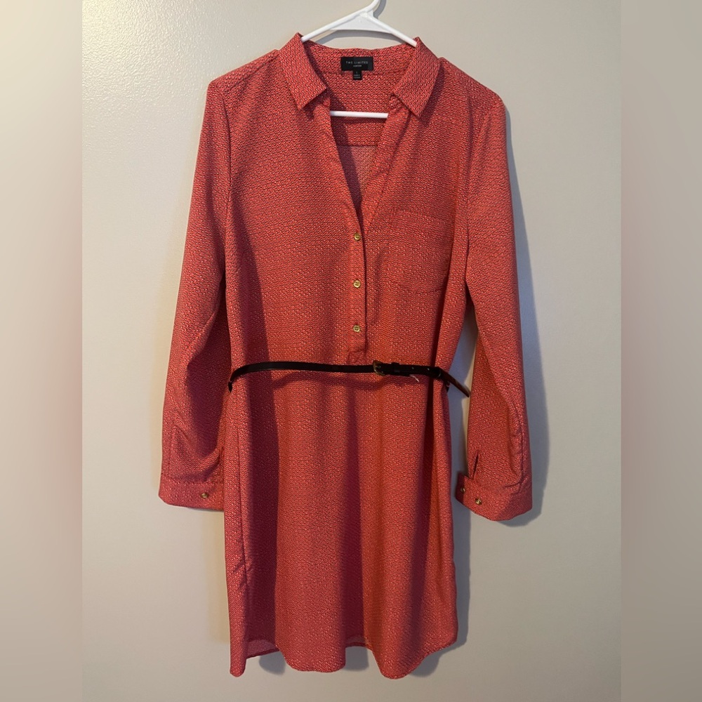 Coral and black Shirtdress (L) The Limited